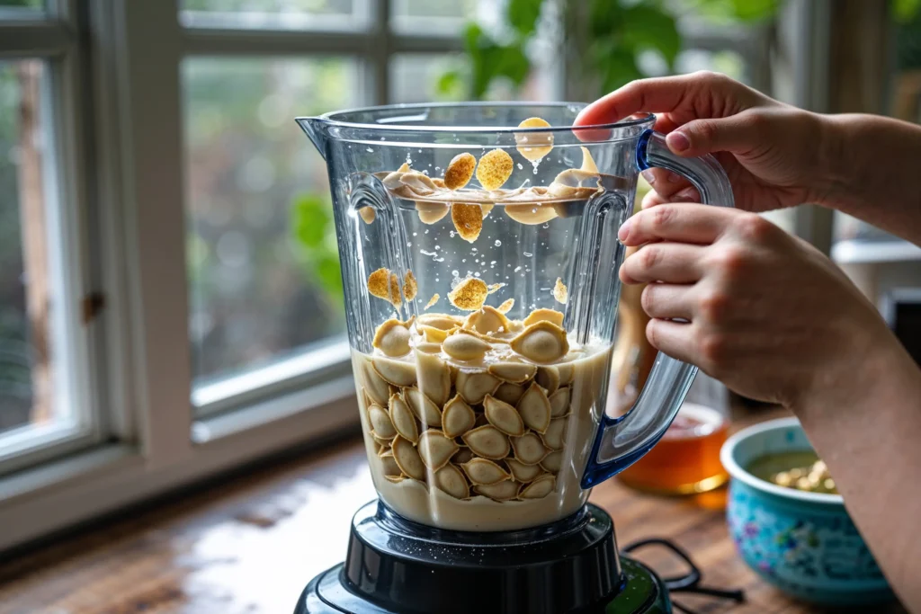 Blending lotus seed honey drink