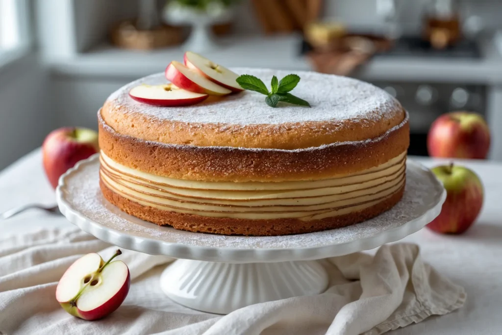 Baked invisible apple cake